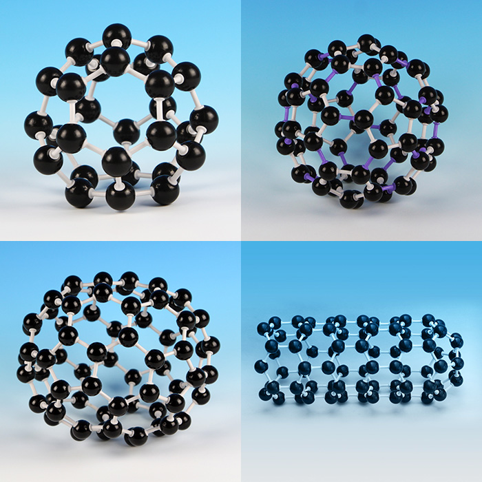Crystal structure model C20, C60, C70, Carbon Nanotube